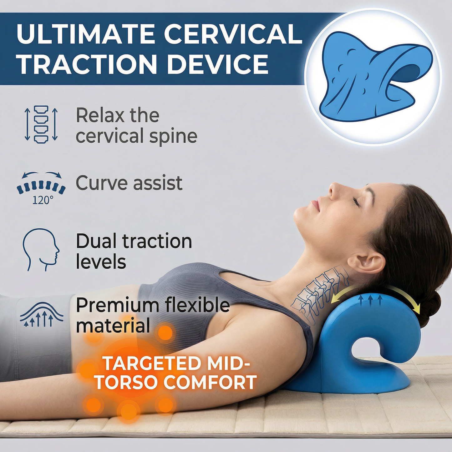 PlusSupport™ Cervical Traction Pillow (Heavy-Duty)