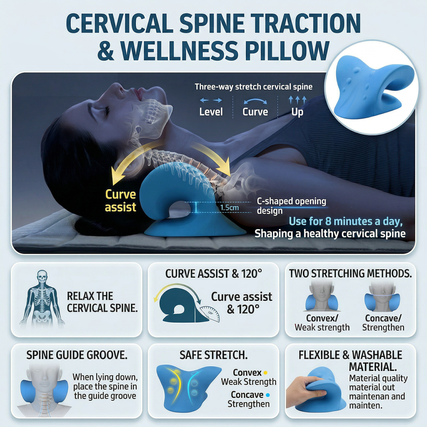 PlusSupport™ Cervical Traction Pillow (Heavy-Duty)